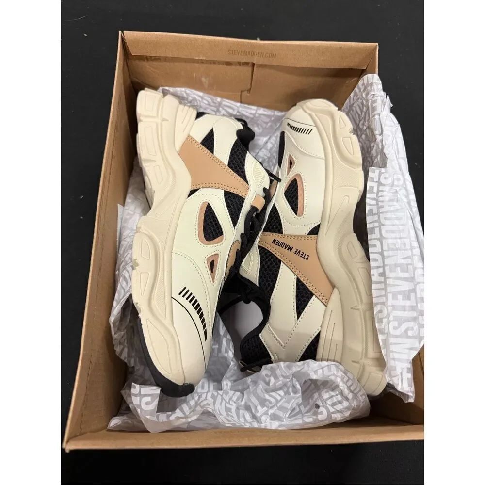 New Steve Madden Corydon Black Tan Chunky Sneakers 9.5